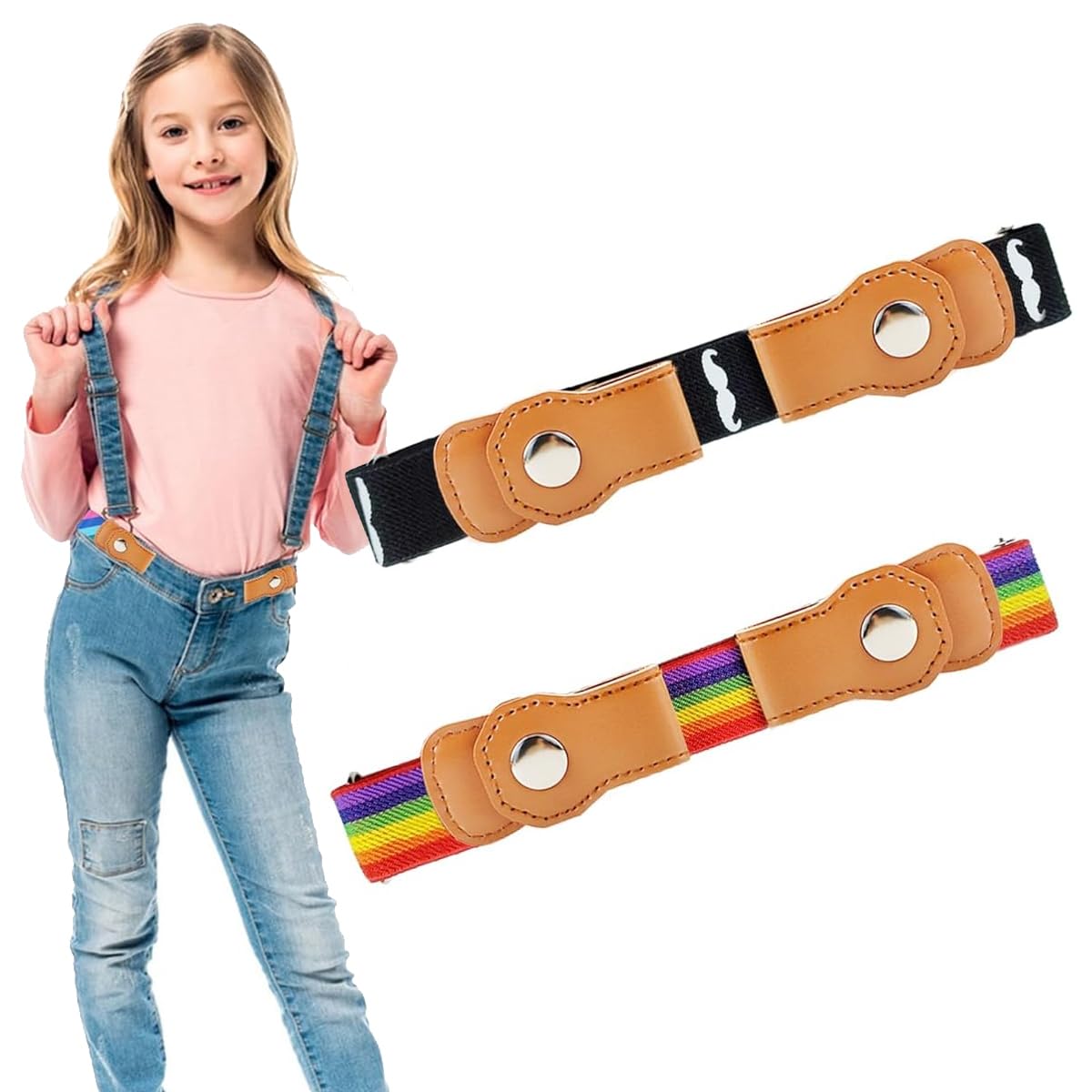 SNOWIE SOFT 2Pcs Kids Adjustable Waist Belt Buckle Free Webbing Nylon Stretchy Jeans Belt with Snap Button Closure Buckle Free Rainbow Waist Belt for Boys and Girls SNOWIE SOFT 2Pcs Kids Adjustable Waist Belt Buckle Free Webbing Nylon Stretchy Jeans Belt with Snap Button Closure Buckle Free Rainbow Waist Belt for Boys and Girls